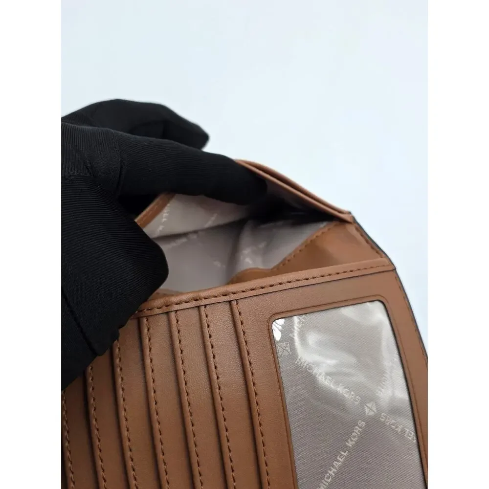Michael Kors Jet Set Travel Passport Holder Wallet Brown Signature Logo NWOT